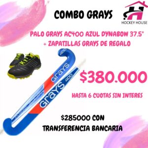 KIT PALO DE HOCKEY GRAYS AC400 DYNABOW AZUL + ZAPATILLAS GRAYS