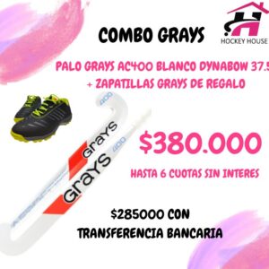 KIT PALO DE HOCKEY GRAYS AC400 DYNABOW BLANCO + ZAPATILLAS GRAYS